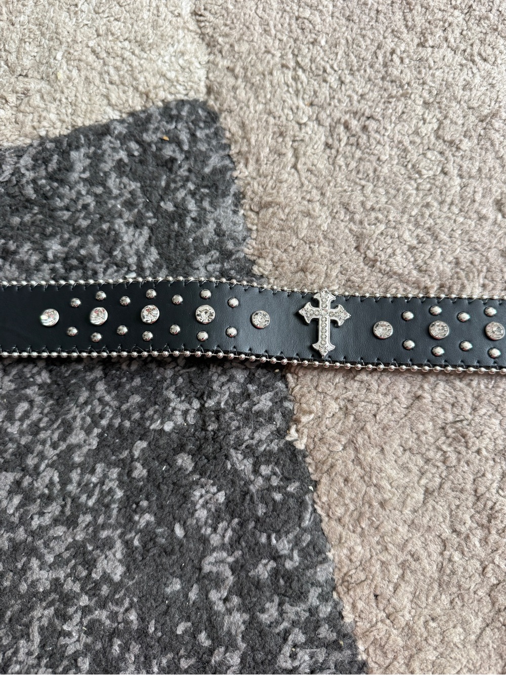 Sparkly Rhinestone Diamond Sequin Cross Studded Black Western Belt for Men/Women - Picture 5 of 6